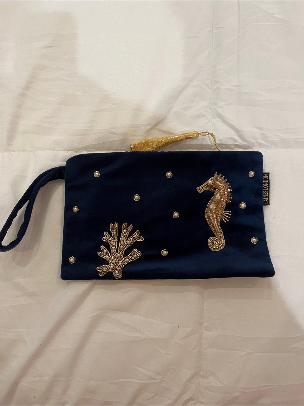 LAINES LONDON beaded velvet wristlet